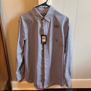 Chaps Men's Navy and White Gingham Shirt